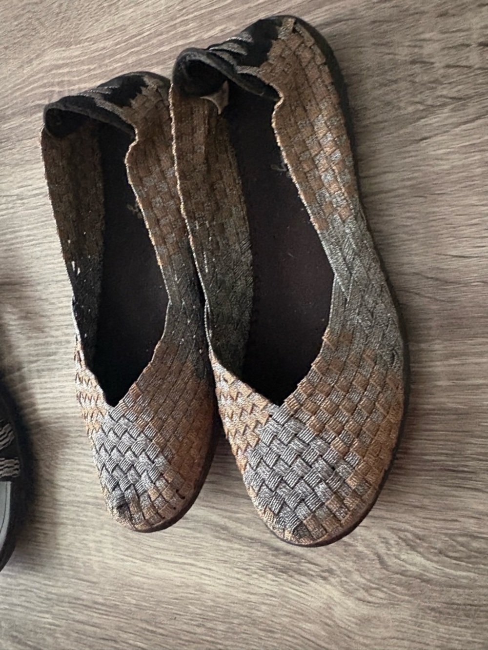 Coral Bay Woven Metallic Bronze Ballet Flats